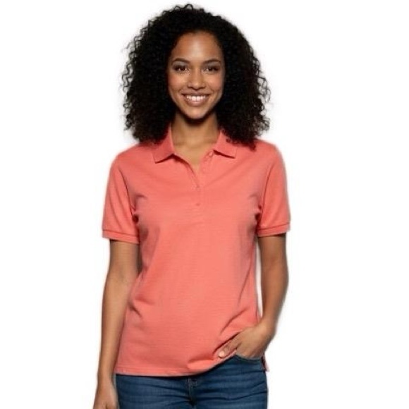 St. John's Bay Tops - St. John's Bay Coral Classic Stretch Cotton Short Sleeve Polo Shirt‎ L NWOT